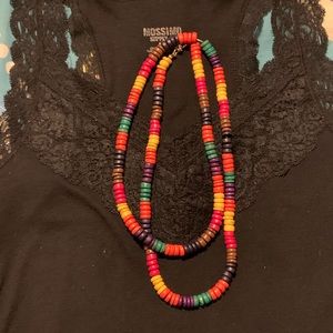 Colorful wooden bead necklace